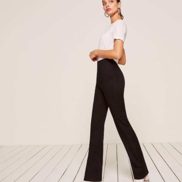 Reformation Black Cara Wide Leg Stretch Pant - Size 6 - Picture 2 of 13